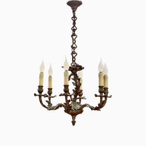 Louis XV Style Bronze 6-Light Chandelier, 1950s