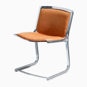 Sedia in acciaio cromato e velluto di Sergio Asti, anni '70