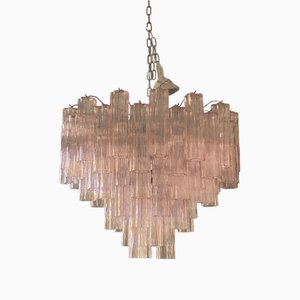 Pink Tronchi Murano Glass Chandelier in Venini Style by Simoeng