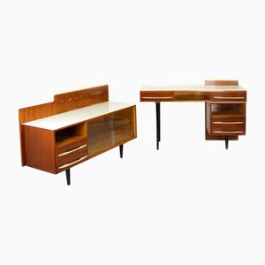 Modular Desks with White Glass Tops by Mojmir Pozar for Up Závody, 1960s, Set of 3