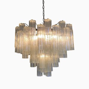 Lampadario Tronchi in vetro di Murano Champagne in stile Venini di Simoeng