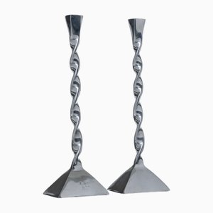 Twisted Metal Candlesticks, 1980s, Set of 2