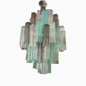 Lampadario Tronchi in vetro di Murano verde e fumé di Simoeng