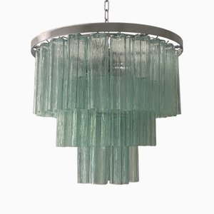 Green Tronchi Murano Glass Chandelier in Venini Style by Simoeng