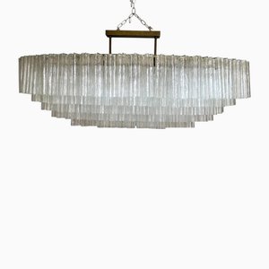 Oval Tronchi Murano Glass Chandelier in Venini Style by Simoeng