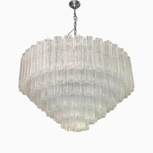 Transparent Tronchi Murano Glass Chandelier in Venini Style by Simoeng