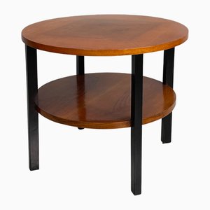 Runder italienischer Art Deco Couchtisch aus Holz, 1930er