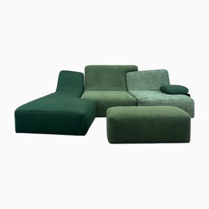 Divano a tre posti Green Confluences con poggiapiedi di Ligne Roset, set di 4