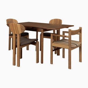 Tavolo da pranzo in quercia con sedie di HW Klein & Lübke, anni '60, set di 5