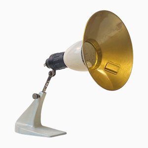 Vintage Scandinavian Industrial Workbench Table Light in Brass & Iron, 1950s