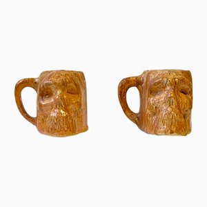 Vintage Stoneware Skull Mugs from Le Cercueil in Brussels, 1970s, Set of 2