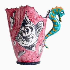 Surrealistic Majolica Pitcher by Alabbo Amalki, Italy, 1960s