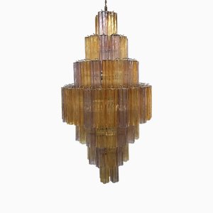 Murano Glass Amber and Violet Tronco Chandelier Venini Style by Simoeng for Simoeng