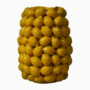 Venetian Round Yellow Ceramic Vase, 2000s