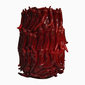 Venetian Round Red Ceramic Vase, 2000s