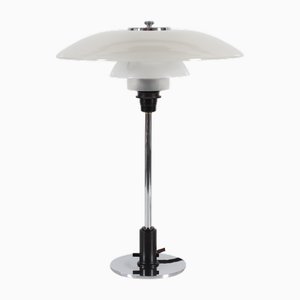 Vintage Art Deco PH Schreibtischlampe aus Chrom mit mattweißen Lampenschirmen von Poul Henningsen für Louis Poulsen, 1930er