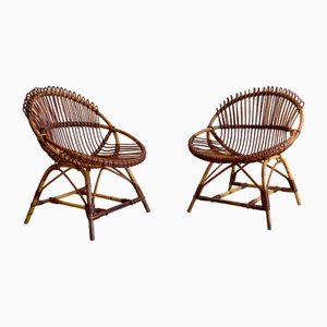 Poltrone in vimini, Italia, anni '50, set di 2