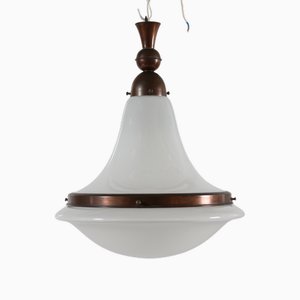 Bauhaus Pedant aus Opalglas & Kupfer von Peter Behrens, 1890er