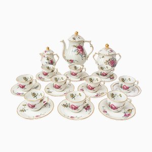 Flower Coffee Service for 10 from Limoges Bernardaud, 1920s-1930s, Set of 23