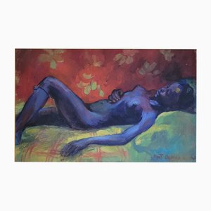 Myrto Debard, Female Nude, 1960s, Oil on Canvas, Framed