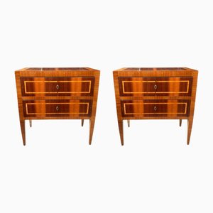 Cassettiera Chevron intarsiata neoclassica, Italia, fine XIX secolo, set di 2