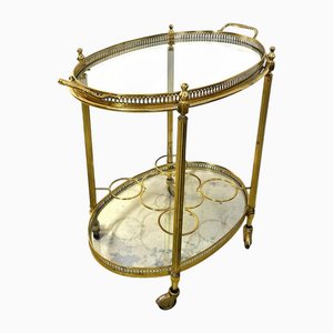 Vintage French Brass Bar Cart from Maison Baguès
