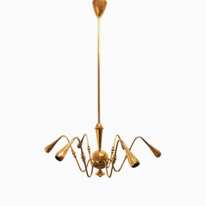 Brass 6-Light Chandelier by Pietro Chiesa, 1940s