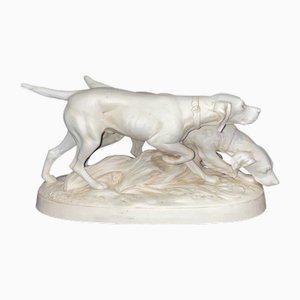 Unbekannt, Paar Spaniels auf der Suche, 1900er, Biskuitporzellan