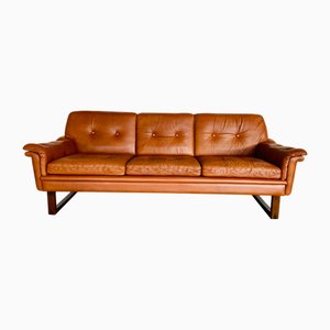 Dänisches Vintage 3-Sitzer Sofa aus Cognacfarbenem Leder von Svend Skipper, 1970er