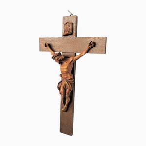 Crucifix Jesus Christ Cross Wall Cross, 1890s, Wood and Plaster