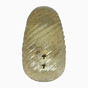 Space Age Glass and Brass Leaf Wall Lamp, 1960s