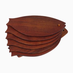 Teak Fish Wall-Mounted Breakfast Boards in the style of Jens H. Quistgaard, 1960s, Set of 6
