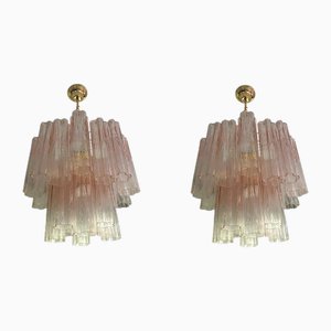 Lampadari Tronchi in vetro rosa di Simoeng per Simoeng, set di 2