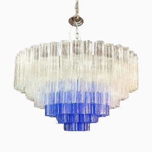 Lampadario Tronchi in vetro di Murano blu e trasparente di Simoeng per Simoeng