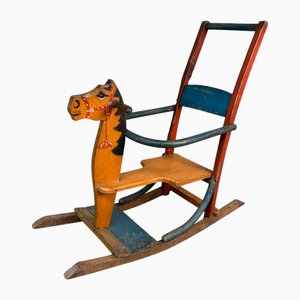 Cavallo a dondolo decorativo in legno, Giappone, 1940