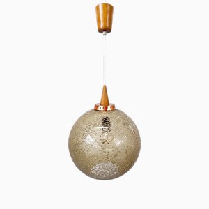 Lampada a sospensione vintage sferica in vetro fumé di Doria Leuchten, anni '60