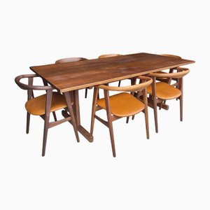 Mesa de comedor y sillas de comedor Shaker danesas de Hans J. Wegner para Getama. Juego de 7