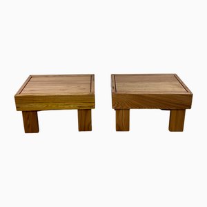 Bedside Tables in Elm from Maison Regain, 1980s, Set of 2