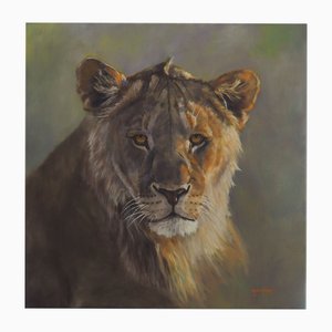 Sylvie Ajacques, Young Lion, 2018, óleo sobre lienzo