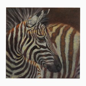Sylvie Ajacques, Portrait Zebra, 2023, Huile sur Toile
