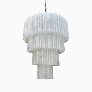 Grand Lustre Tube Tronchi en Albâtre en Verre de Murano, 1980s