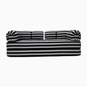 Vintage Black and White Striped Sofa Bed, 1980