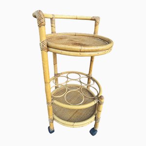 Carrello di servizio in vimini, anni '60