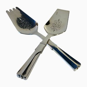 Silver Fish Serving Set from Hans Hansen, 1930s, Set of 2