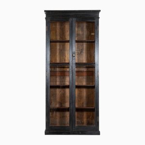 Antique English Oak Glazed Bookcase Cabinet, 1890