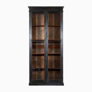 Antique English Oak Glazed Bookcase Cabinet, 1890