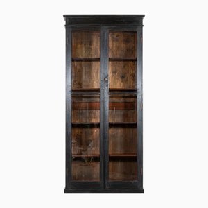 Antique English Oak Glazed Bookcase Cabinet, 1890