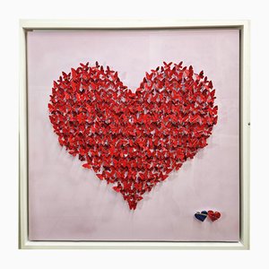 Shelby, Heart Butterflies, Acrylic on Aluminum, Framed