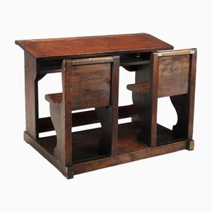Antique 2-Seater School Desk in Walnut