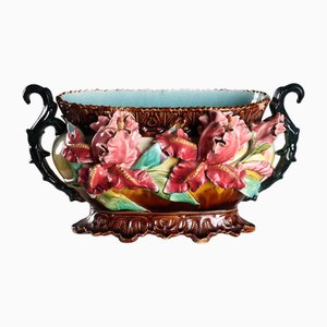 Antique Barbotine Ceramic Planter, Europe, 20th Century
